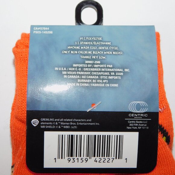 Gremlins Movie Gizmo Mogwai Candy Corn Halloween  SOCKS Orange 6-12 NEW - Picture 4 of 4